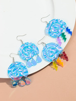 Vente en gros Boucle géométrique de conque créative Gland goutte d'eau Boucles d'oreilles en acrylique découpées au laser avec foudre colorée pour femmes et filles