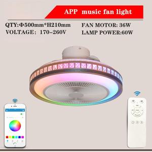 Quạt Trần LED ánh sáng DC RGB cho âm nhạc vô hình điều khiển từ xa 5 lưỡi thay đổi độ sáng hộ gia đình phòng ngủ nhà hàng đầy màu sắc - Product Image 5