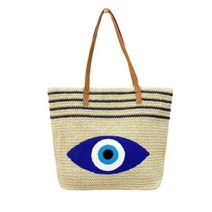 2025 Quảng Châu biểu tượng tùy chỉnh Funky mắt rơm Túi xách bãi biển Kỳ nghỉ Totes - Product Image 2