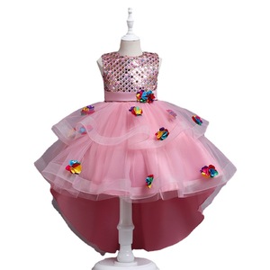 Vestido de princesa para niña, vestido de tul amarillo con cuello redondo, disfraz de fiesta para niñas - Product Image 5