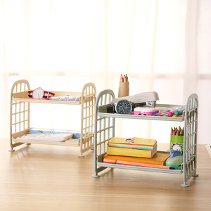Étagère de bureau en plastique ajourée créative à 2 niveaux, support de rangement polyvalent pour bureau, cuisine, salle de bain - Product Image 1