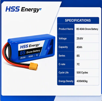 Baterai Lithium Energi Tinggi UAV 29.6V 40Ah 8S 400Wh/kg untuk UAV Pertanian China dan Kamera Gimbal UAV