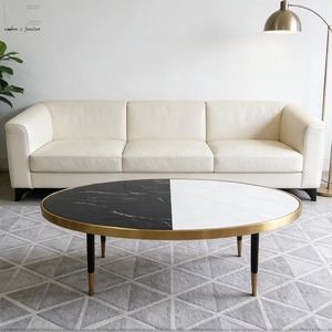 <strong>Mid</strong> <strong>century</strong> Luxury Modern Style French Calcutta Viola Marble Country Sintered Stone Oval Stone Coffee <strong>Table</strong> for Living Room - Product Image 3