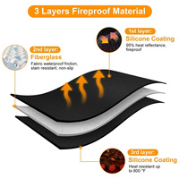Tapis de protection pour foyer extérieur, double face, ignifuge, en fibre de verre et silicone, imperméable, antidérapant, résistant à la chaleur, pour le camping en plein air
