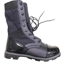 Bottes tactiques en cuir véritable noir de haute qualité, embout renforcé, semelle antidérapante en PVC, imperméables, légères, respirantes, à lacets, pour l'été