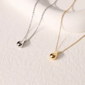 Chris April In Stock 316L Stainless Steel Jewelry New 2023 PVD Gold Plating Retro Mirror Water Drop Pendant Necklace