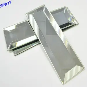 Tuile de miroir en verre biseauté rectangulaire sans cadre de miroir ordinaire d'usine pour la meilleure vente de salle de bains