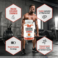 OEM/ODM Creatine Sportvoeding Gummies Supplement Suiker Vrij Zoete Cartoon-vormige Fruitige Smaak Lichaamsvormende Fles