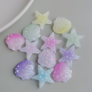 Étoile de mer en résine colorée d'animaux océaniques scintillants, coquille avec perles, adaptée aux bijoux de bricolage, décoration de la maison, ornement de chaussure - Product Image 5