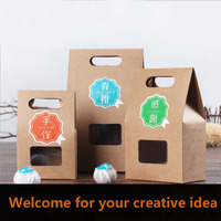 Boîte d'emballage personnalisée autoportante pour gâteaux, pains et pâtisseries, en papier recyclé de qualité alimentaire avec fenêtre de visualisation intégrée