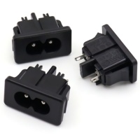 AC027 Soket Daya Kecil Bentuk Angka 8 untuk Pemasangan di Panel, 2 Pin, Receptacle Daya AC