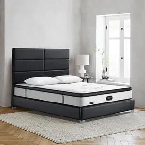 Modern yüksek ahşap başlık süper kral platform yatağı çerçeveleri tasarımları tedarikçisi