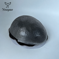 Système capillaire pour hommes, base en PU pleine peau 0,04mm-0,06mm, double nœud arrière, boucle en V à l'avant, ligne de cheveux naturelle, toupet