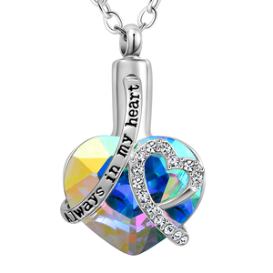 <span class=keywords><strong>Collana</strong></span> con ciondolo in urna per ceneri romantico cristallo cremazione gioielli memoria ricordo gioielli regalo per donna ragazza-sempre nel mio cuore - Product Image 1