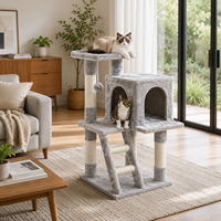 Arbre à chat compact en peluche en gros avec condo à double entrée et échelle d'escalade