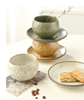 Großhandel Eiförmige Luxus-Keramik-Kaffeetasse im Retro-Nordic-Stil mit Henkel für Zuhause, Büro, Café, Geschenkset