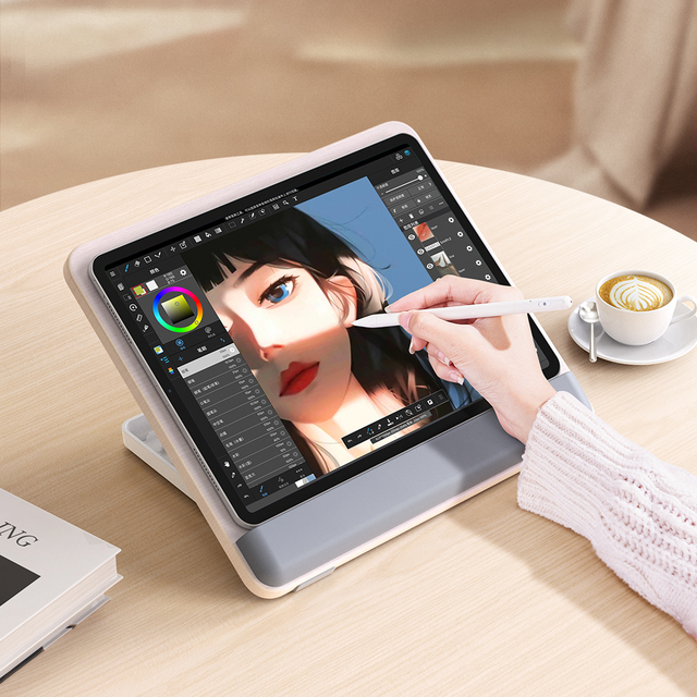 Feixiang P29 Ergonomic Adjustable Angle Portable Wooden Tablet PC Stand with Desk Bracket for iPad Home Office