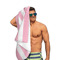 Factory Customized Classic Pink Striped Soft Quick Dry Easy to Clean Microfiber Towel for Beach