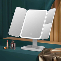 Nouveaux outils cosmétiques à LED de bureau avec miroir lumineux, miroir de coiffeuse portable, miroir coquille, cadeau pour femmes