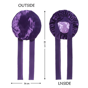 Bonnet <span class=keywords><strong>de</strong></span> nuit en satin double couche avec bord large bonnet <span class=keywords><strong>de</strong></span> douche en imitation soie extensible pour la beauté et les soins personnels - Product Image 2