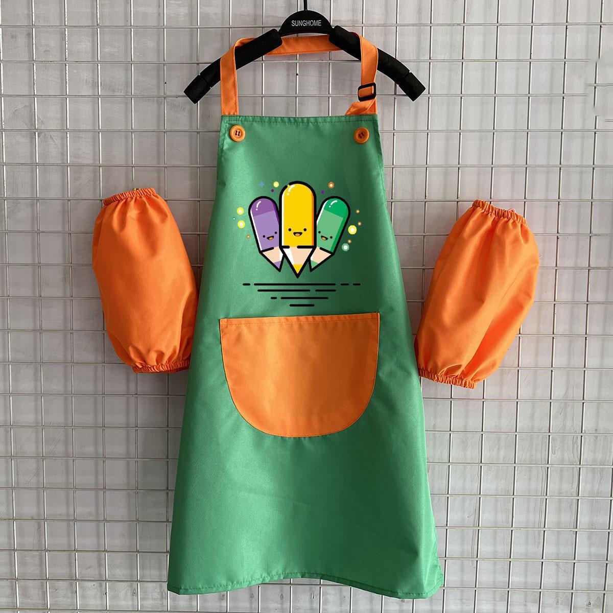Costura verde * lápiz (manga delantal naranja)