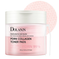 Pabrik OEM DOLANJN Salmon Pdrn Pads Pink Centella Collagen Jelly Korean Gel Niacinamide Cotton 3-Layer 155g Toner Pads