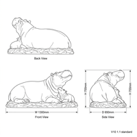 Vente en gros de sculptures de hippopotames en cuivre massif anti-corrosion pour villas côtières et jardins