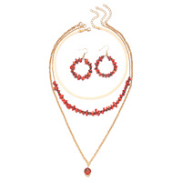 Ensemble de bijoux collier multi-rangs plaqué or en pierre naturelle et os de serpent, style mode française, pour femme, unique, vente en gros