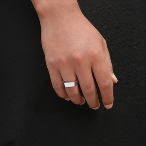 Minimalist geometric design <b>titanium</b> steel <b>ring</b>, unisex, smooth finish, street style model jewelry. - Product Image 2