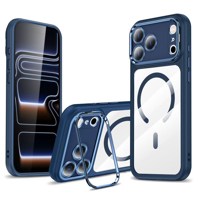 Metal Lens Frame Stand Cell Phone Cover for iPhone 18 Pro Max Magnetic Phone Case for iPhone 15 16 17 18 Pro