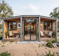 Casa Modular Plegable de 20 Pies, Casa Expandible con Dormitorio, Estructura de Acero Impermeable, Casa Móvil para Uso Residencial, Dormitorio o Vacaciones