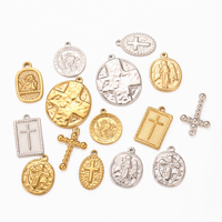 Charmes religieux en acier inoxydable avec crucifix et médailles de protection de Saint Christophe, amulettes patronnes pour hommes et femmes, cadeaux