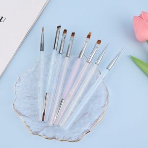 Pinceau à ongles double embout pour manucure, stylo de photothérapie en silicone pour motifs floraux, pinceau plat en poils synthétiques avec virole ondulée, outil de nail art - Product Image 3
