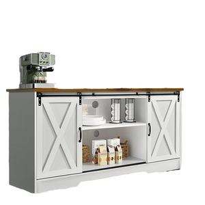 Mobile <span class=keywords><strong>TV</strong></span> in Stile Mid-Century Moderno Contemporaneo con Armadietti Contenitori e Ante Scorrevoli a <span class=keywords><strong>Pannello</strong></span> Stile Barn Door per Soggiorno - Product Image 1