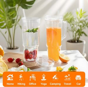 Hoa Kỳ Kho 40Oz Quả Cầu Tuyết Acrylic Tumbler Tái Sử Dụng Đôi Tường Nhựa Uống Ly Với Nắp Rõ Ràng Cho Đảng Cà Phê Bia - Product Image 4