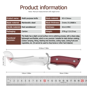 Couteau de survie multifonctionnel à lame fixe en acier inoxydable haute dureté, manche en bois, tactique, chasse, camping en plein air, bricolage, OEM - Product Image 2
