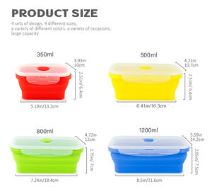 Boîte à lunch en silicone pliable Conteneurs de stockage des aliments sans BPA Lot de 4 boîtes à bento - Product Image 3