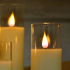 Bougie pilier à lumière chaude, fonctionnant sur piles, <span class=keywords><strong>rechargeable</strong></span>, décoration d'intérieur, bougie en verre <span class=keywords><strong>LED</strong></span> 3D blanche - Product Image 3