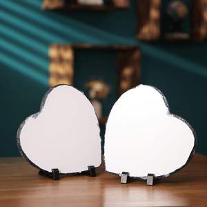Customized Heart Shape Photo Rock <strong>Slate</strong> Sublimation Blank Photo <strong>Slate</strong> Rock <strong>Stone</strong> with Display Holder for Heat Transfer Printing - Product Image 3