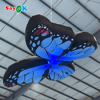 Sayok Personnalisé 1.5m Grand Papillon Suspendu Décorations Accessoires Géant Gonflable Papillon avec Éclairage Led