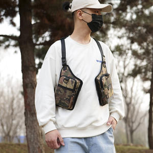 Veste de course nocturne unisexe en gros, nouvelle couleur unie, réfléchissante, détachable, sac de poitrine portable, poche en maille, sacs pour hommes - Product Image 4