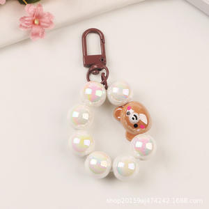 Nuevo lindo conejo cadena llavero colgante fresco Color sólido redondo cuenta accesorios auricular funda bolsa Decoración - Product Image 6