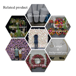 8*83D Silk Eco-Friendly Artificial <b>Pink</b> and White Rose Flower Background Wall for Outdoor Wedding Decoration - Product Image 5