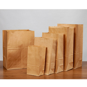 Sacs de transport en papier kraft brun alimentaire à fond plat avec impression personnalisée à emporter <span class=keywords><strong>boulangerie</strong></span> pour emballage alimentaire - Product Image 5