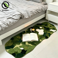 Tapis en mousse 3D épais fait à la machine QIANQIAO, tapis moelleux et shaggy, forêt, antidérapant, décoratif, vert, pelucheux, nature, pour chambre d'enfant, crèche