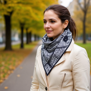 Sciarpa triangolare Ziinio 135x60 cm in poliestere stampato e cotone per donna, per tutte le stagioni - Product Image 2