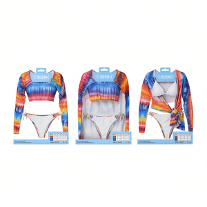 Buonic Set Bikini da Donna Tie-Dye con Copricostume a Maniche Lunghe, 3 Pezzi, Costume da Bagno Estivo 40 42 44 46 48 - Product Image 2