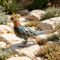 Sculpture de faisan en métal accrocheuse, statue de jardin, art métallique d'extérieur pour la décoration de patio et de pelouse
