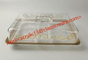 Tavolo da torta trasparente in acrilico con vassoio alla moda e delicato per evitare che il cibo cada nel vassoio Dim Sum diviso - Product Image 2