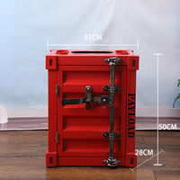 Poubelle vintage en fer avec technique de placage pour restaurant, boîte de rangement, décoration de bar ou conteneur d'ornements